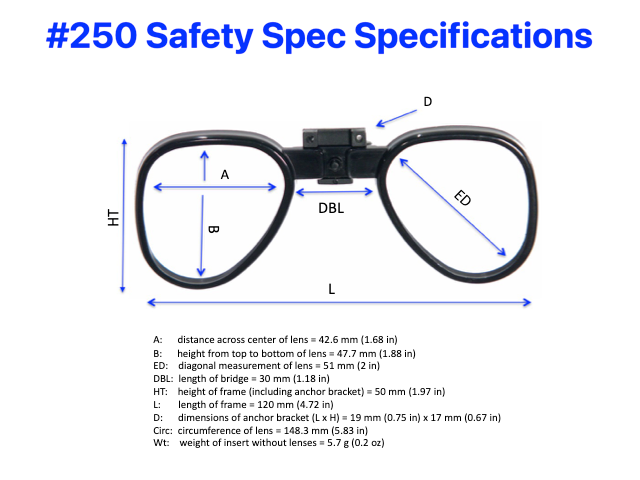 #250 Safety Spec Eyewear for Safety Goggles