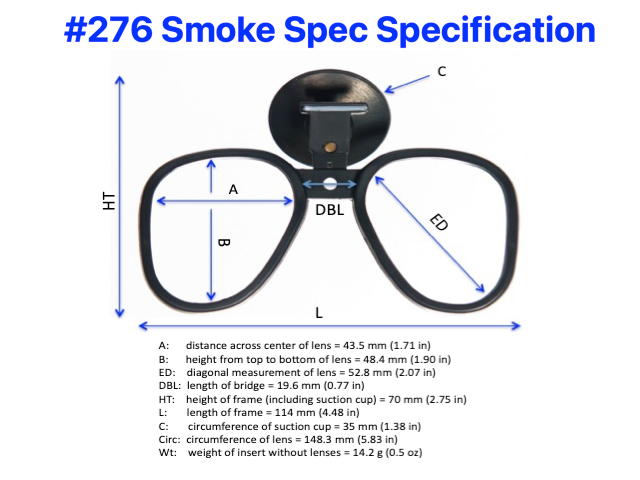 #276 Smoke Spec Spectacle Kit for SCBA Full Facepiece Respirator Masks